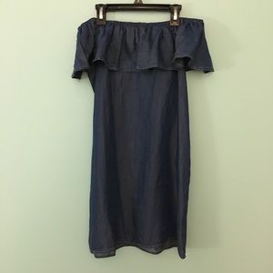 cute denim off the shoulder dress